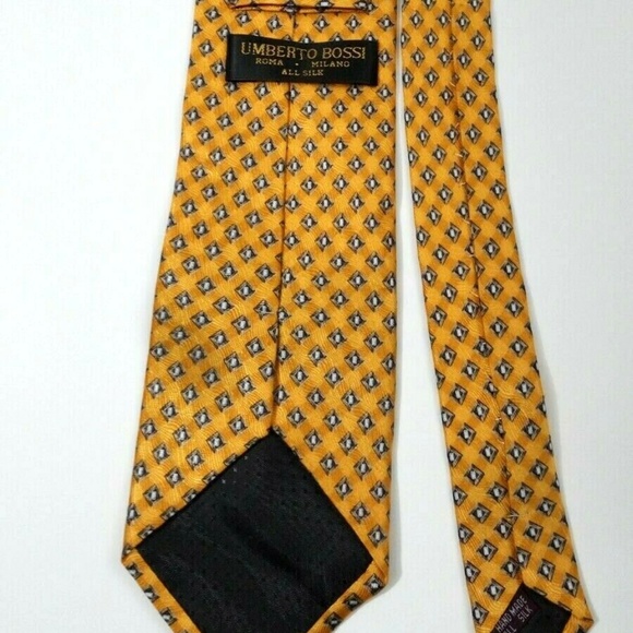 Umberto Bossi Roma All Silk Gold Black Diamond Tie - Picture 2 of 3